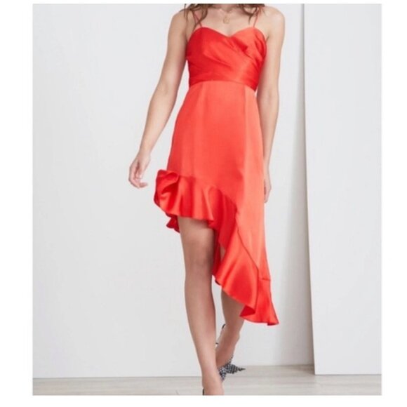 Finders Keepers Dresses & Skirts - Finders Keepers Red Asymmetrical Dress Retrograde Chili Sleeveless Ruffle Large